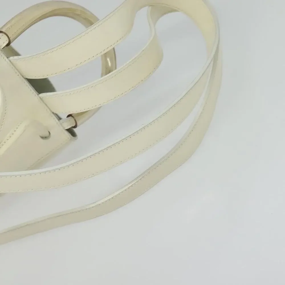 Salvatore Ferragamo Patent Leather Gancini Backpack White